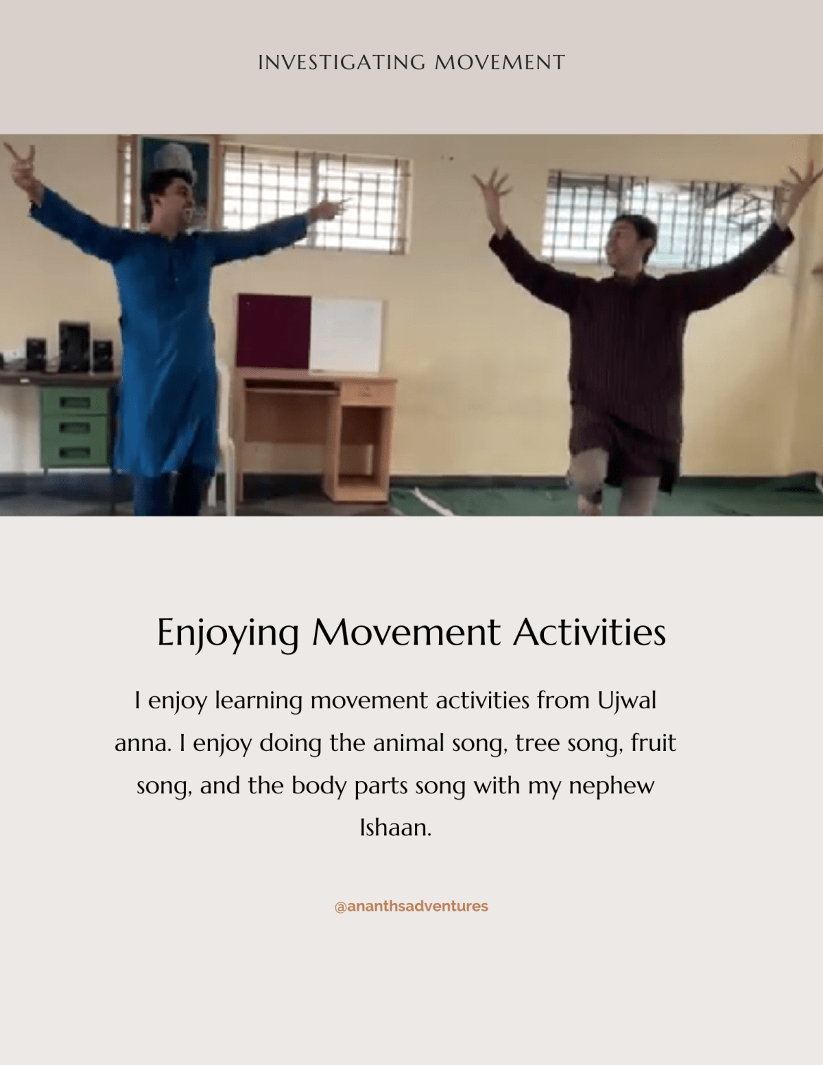 Enjoying Movement Activities with my Nephew